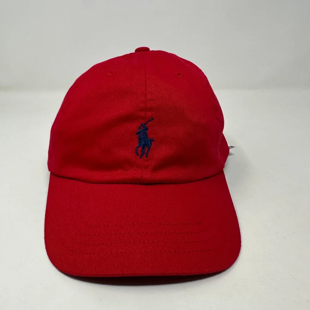 Polo Ralph Lauren Hat Kids Adjustable Red Cotton Signature Pony Cap